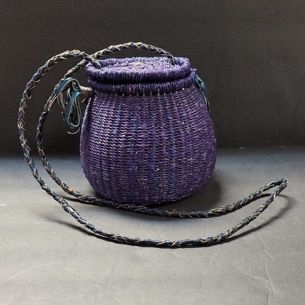 Purple Wicker Basket Women's Bag